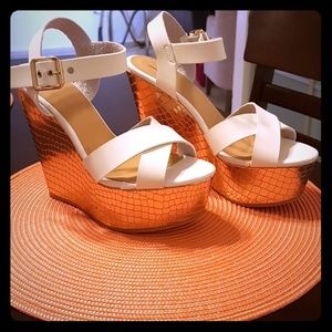 White And Rose Gold Wedges